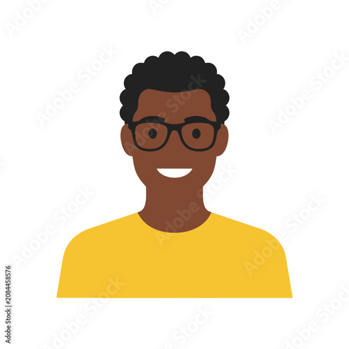 A flat vector illustration of a smiling man with glasses