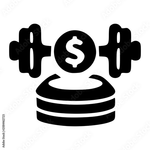 A heavy workout barbell carrying a central dollar coin graphic, representing fiscal health, strong economic performance, and high-impact corporate investments.