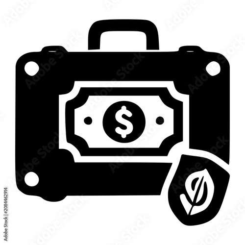 A secure leather corporate briefcase protected by a small safety shield emblem, representing private financial portfolios and secure currency transits.