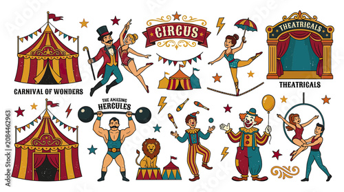 Quadro em tela Vintage Circus Performance and Entertainment Elements