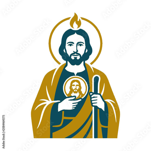 Fotografie A stylized illustration of a religious figure with a halo
