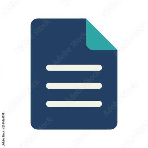 Minimalist blue document icon with folded corner on white