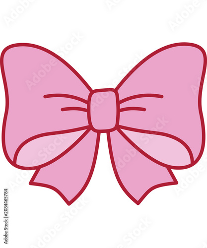 Hand Drawn Pink Bow Illustration, Cute Ribbon Clip Art Isolated on Transparent Background for Girly Stationery, Coquette Aesthetic Vector