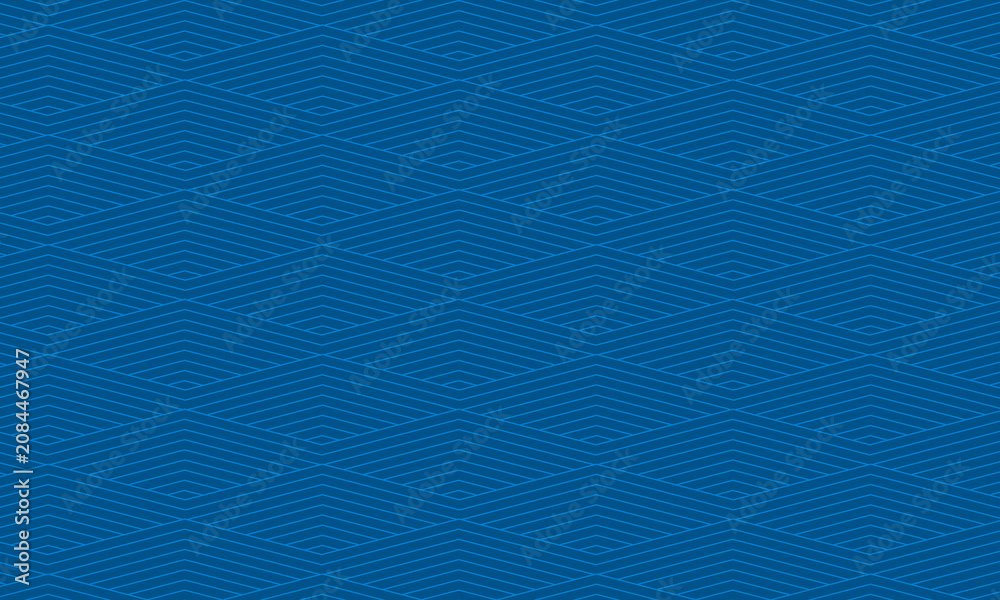 Fototapeta premium Blue geometric line pattern background with abstract seamless diamond and chevron shapes for corporate identity, modern web banner, tech presentation, and minimal wallpaper