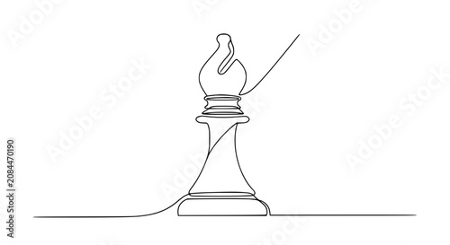 Photos Continuous line drawing of a chess bishop piece, symbolizing strategy and intell