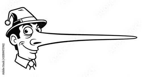 Obraz na płótnie Man with Long Nose Cartoon - Symbol of Lying and Deception