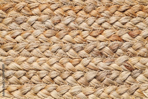 close-up of woven natural fiber rope texture
