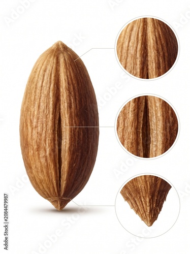 Date Palm Seed Botanical Illustration – Phoenix dactylifera Scientific Anatomy Diagram