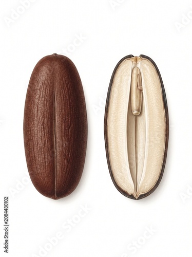 Date Palm Seed Structure – Phoenix dactylifera Scientific Botanical Illustration