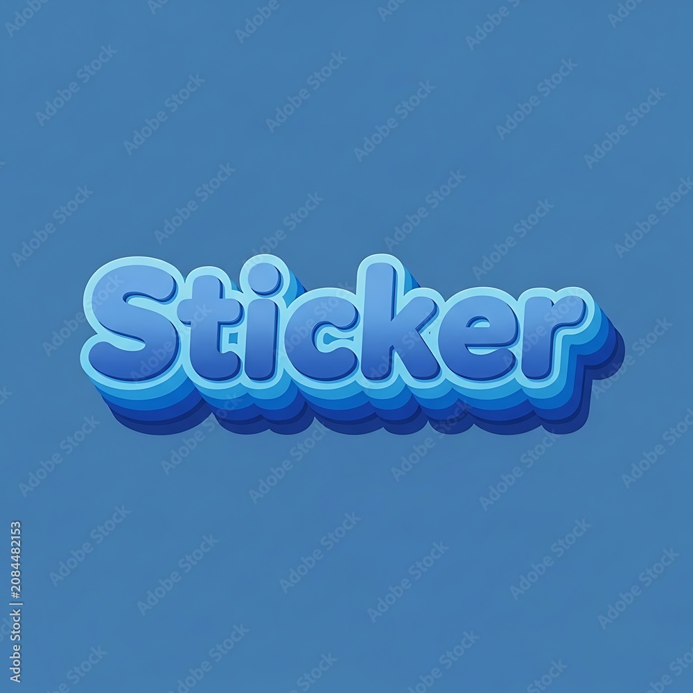 Fototapeta premium Blue Bubble Sticker Text Floating on Simple Blue Background