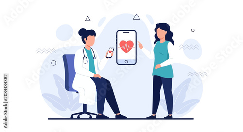 Doctor and Patient Discussing Health Data on Smartphone - Telemedicine Concept