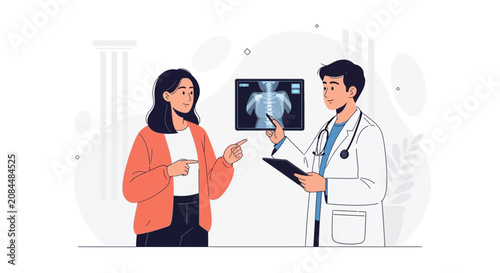 Doctor and Patient Discussing X-ray Scan Results in Modern Clinic - Healthcare Consultation