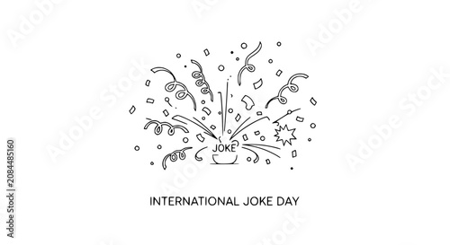 Photography Explosion of Joke, Confetti, and Streamers - International Joke Day Celebration