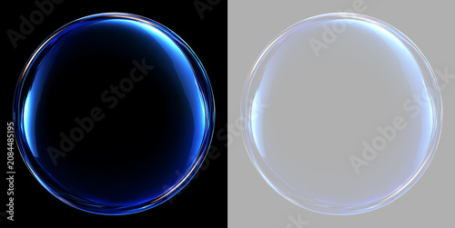 Realistic Soap Bubble PNG with Rainbow Iridescent Texture Isolated