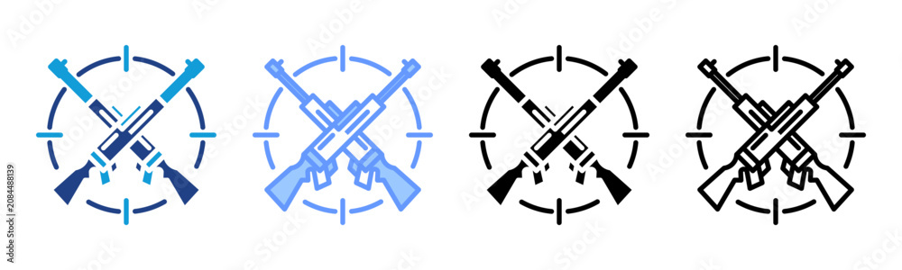 Fototapeta premium Armed Conflict icon set multiple style collection