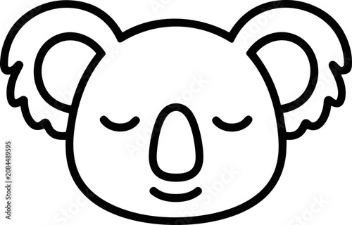 Photography Cute Koala Face Outline Drawing, Simple Minimalist Animal Icon