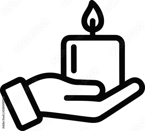 Photos Hand holding a lit candle icon, symbolizing hope, faith, and remembrance