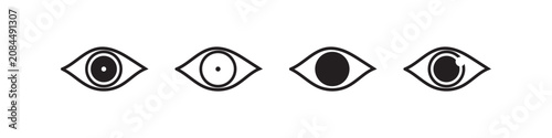 Photos Eye icon in flat line set