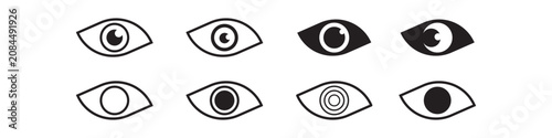 Fotografía Minimal eye vector icon collection with clean outline and solid design
