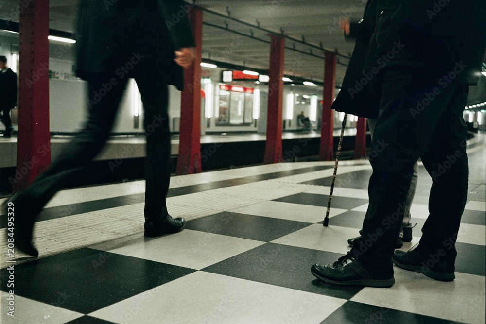 Fototapeta premium people walking in the subway train station