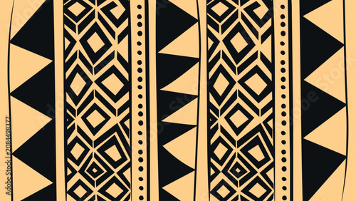 Bild auf Leinwand ancestral brazilian tribal geometry, authentic indigenous body painting style, o