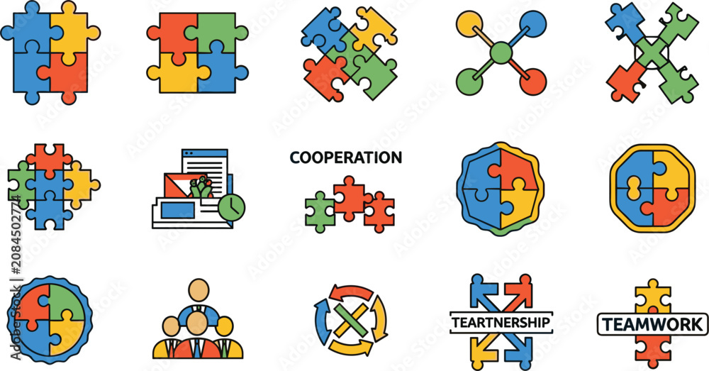 Fototapeta premium Puzzle Pieces Representing Cooperation, Teamwork, and Partnership Concepts Featuring Collaboration, Unity, Connection