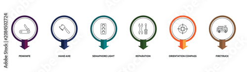 Foto tools outline icon set