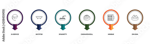 Schilderij op canvas hotel outline icon set