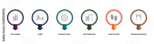 Vászonkép gym outline icon set