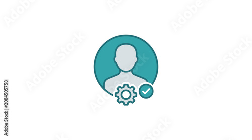 User profile settings icon with gear and checkmark