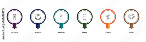 Bild auf Leinwand clothes outline icon set