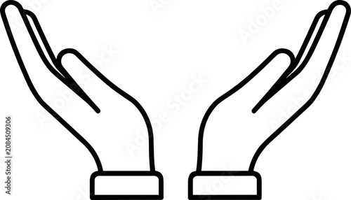 Obraz na płótnie Open Hands Silhouette Icon - Support, Care, Protection, Prayer, Giving