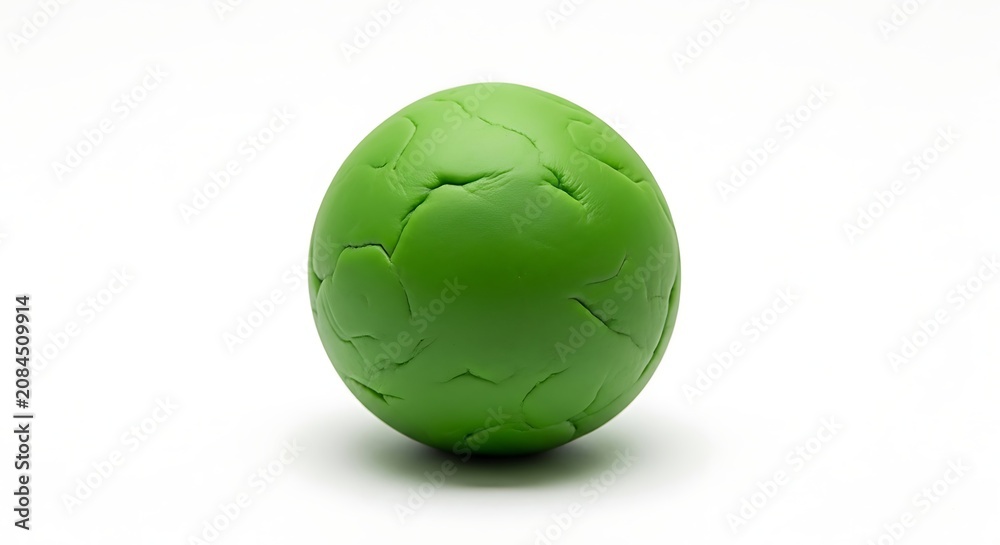 Fototapeta premium Green Cracked Sphere Resting on White Studio Background