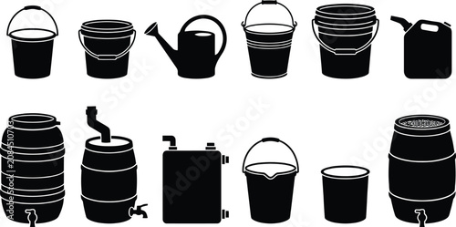 Foto Black vintage watering and storage containers set