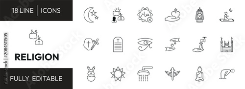 Photos religion outline icon set