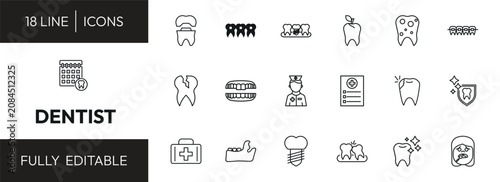 Tableau sur toile dentist outline icon set
