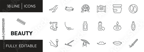 Schilderij op canvas beauty outline icon set