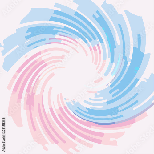 Blue and pink abstract spiral burst pattern.