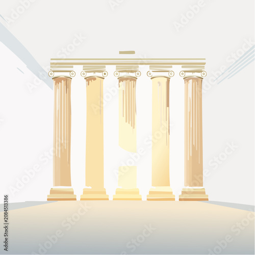 Classical white marble columns standing on stone floor.