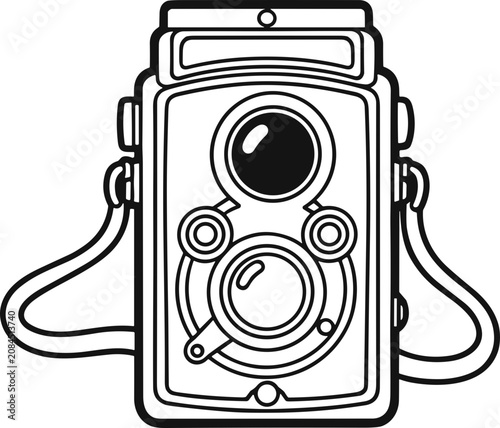 Fotografía Vintage Twin Lens Reflex Camera Illustration