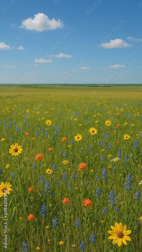 Fototapeta premium Vibrant wildflower meadow wallpaper.