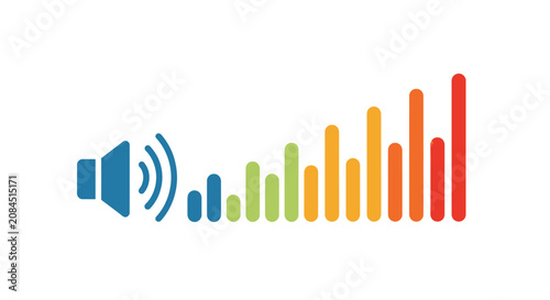 Foto Sound wave colorful speaker icon graphic.
