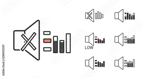 Tableau sur toile Vector icons of sound volume control.