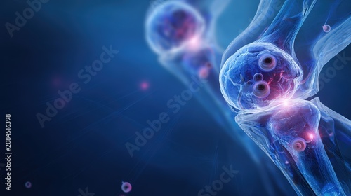 3D Medical Anatomical Illustration of Osteoarthritis Demonstrating Articular Cartilage Degeneration, Joint Inflammation, Bone Spurs and Synovial Damage Inside Human Knee Joint, Orthopedic Visual 