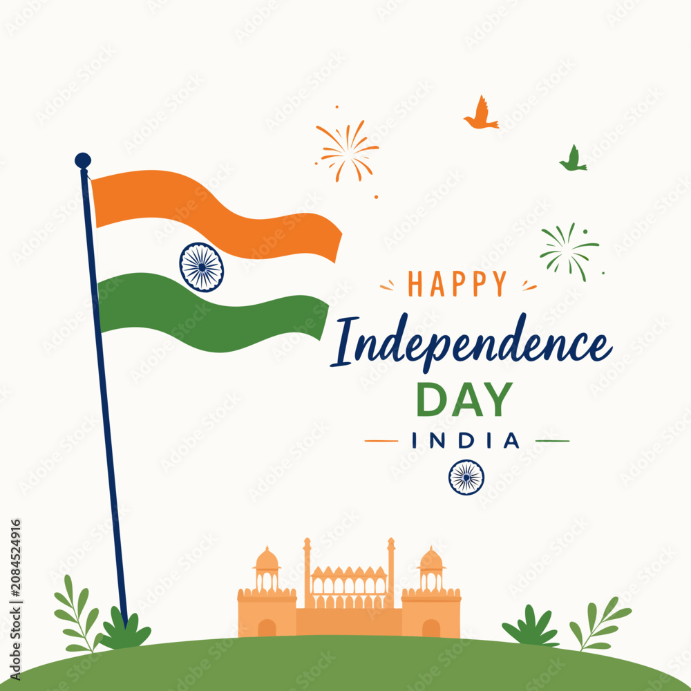 Fototapeta premium Independence Day, republic day banner with tri color