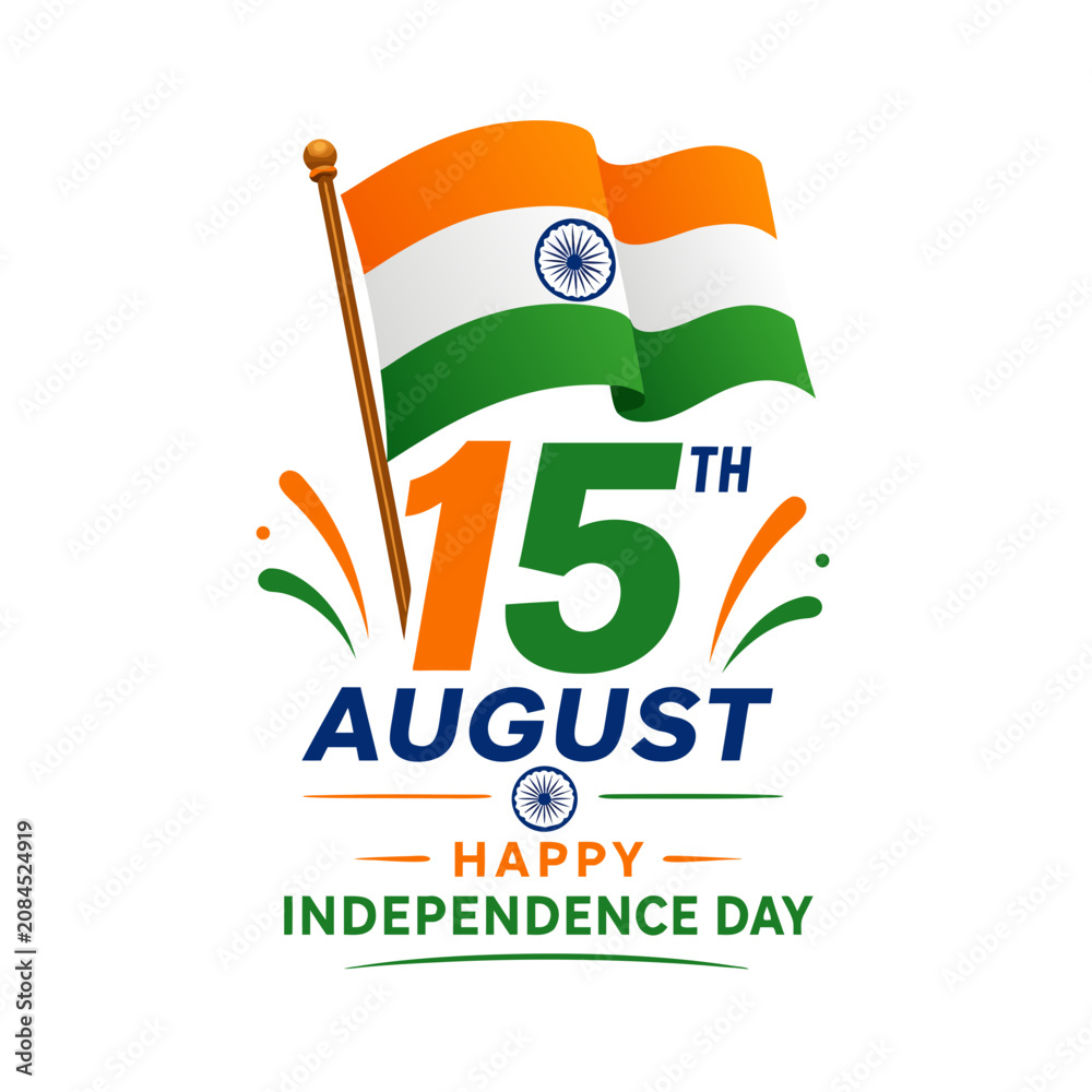 Fototapeta premium Independence Day, republic day banner with tri color