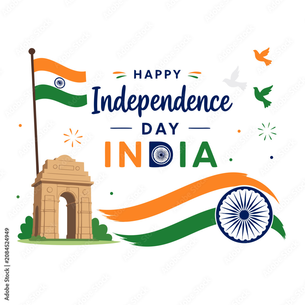 Fototapeta premium Independence Day, republic day banner with tri color