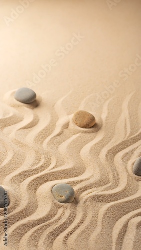 Minimalist Sand Waves with Natural Stones.