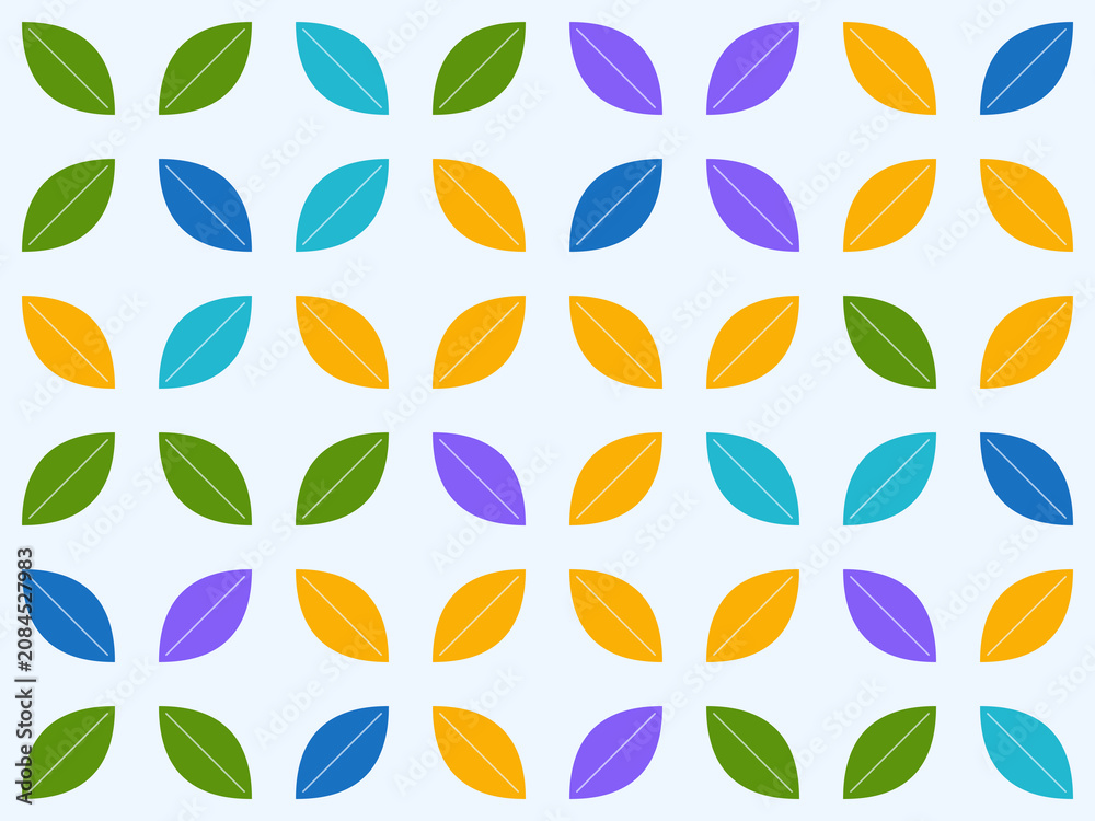 Fototapeta premium Colorful Leaf Shapes Nordic Pattern Design