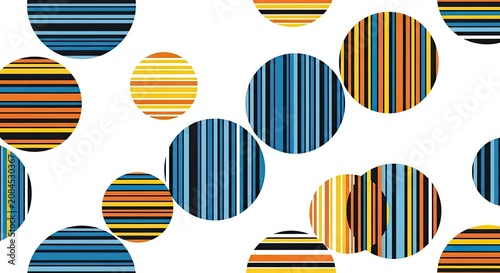 Vibrant colorful striped circles pattern background.